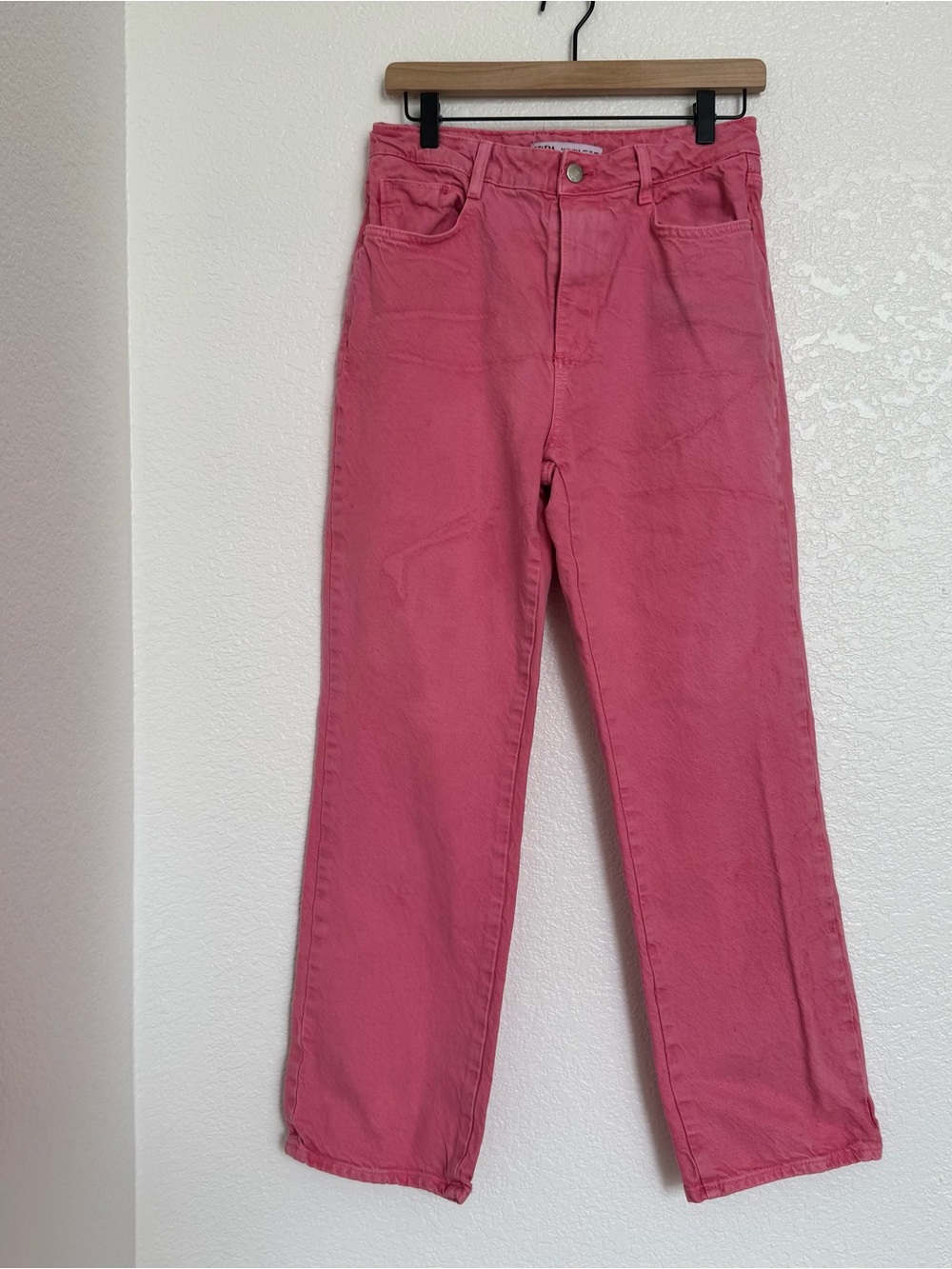 Zara High-Rise Straight Leg Denim Jeans - Dusty Rose / Pink